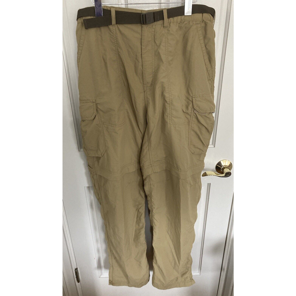 REI Convertible Cargo Pants Shorts Tan Khaki Zip Off Belted, Men's XL / 34L